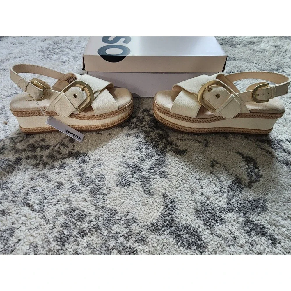 NEW Sonoma Women's CIANNA Comfort Strappy Slingback Sandals CREAM Size 6 - Picture 2 of 9